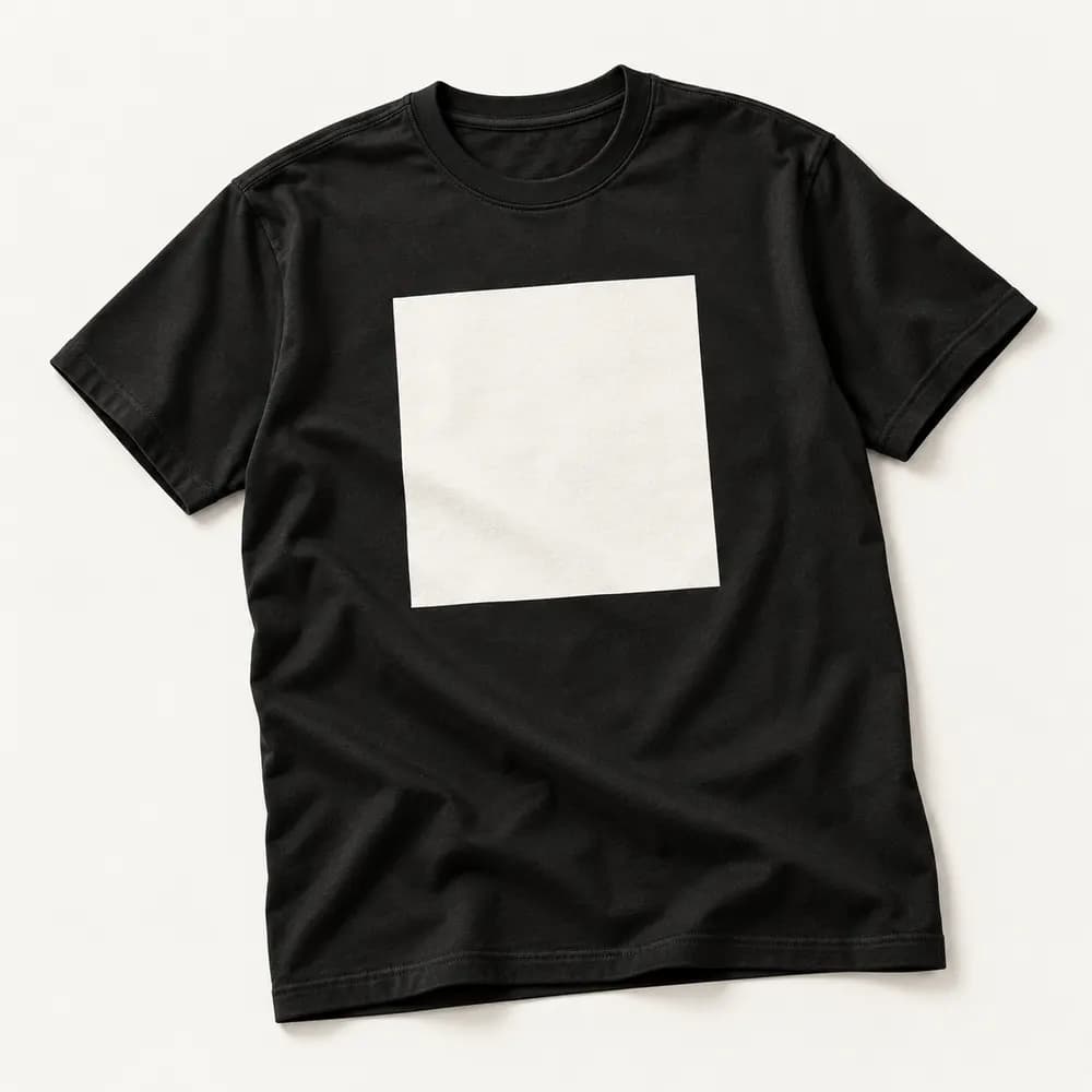 Illustrative black shirt showing the surface for a permanent QR print